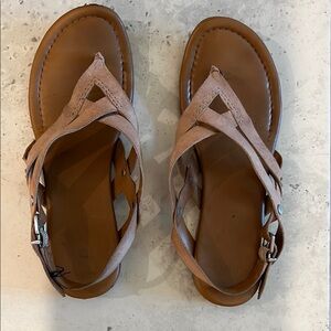 Franco Sarto Tan Leather Sandals with Cushioned Footbed